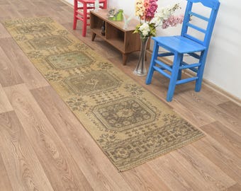 3x12 Runner Rug,3x12 Turkish Rug,3x12 Oushak Rug,3x12 Hallway Rug,Kitchen Rug,Neutral Wool Rug,Oushak Runner Rug,Turkish Runner Rug,B-3725