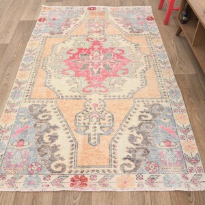 4x7 Rug,4x7 Vintage Rug,4x7 Oushak Rug,4x7 Turkish Rug,Bedroom Rug,Anatolian Rug,Handmade Rug,Vintage Turkish Rug,Oushak Area Rug,A-1371
