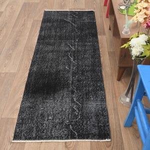 2x6 Entry Rug,2x6 Kitchen Rug,Anatolian Rug,Black Runner Rug,2x6 Hallway Rug,Oushak Runner Rug,Turkish Runner Rug,Vintage Runner Rug,B-3623