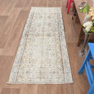 3x7 Rug,3x7 Vintage Rug,3x7 Oushak Rug,3x7 Turkish Rug,Anatolian Rug,3x7 Handmade Rug,Faded Floral Rug,Dorm Rug,Turkey Rug,Gift Rug,B-2764