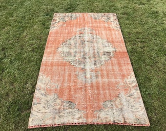 ラグ　ヴィンテージ　アンティーク　クラシカル　トルコ製 4x7 トルコラグ、ヴィンテージラグ、ウシャックラグ 4x7、ハンドメイド