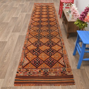 3X14 Runner rug,3x14 Turkish rug,3x14 Oushak rug,Hallway rug,Entry rug,Corridoor rug,Anatolian rug,Vintage handmade rug,Kitchen rug,B-2539