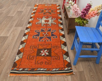Turkish runner rug,Oushak runner rug,Vintage runner rug,Neutral rug,Anatolian rug,Hallway rug,Entry rug,Turkish rug,Vintage rug,Oushak,M-63
