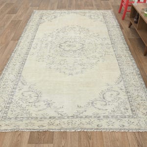 5x9 Rug,5x9 Anatolian Rug,5x9 Handmade Rug,5x9 Turkish Rug,5x9 Oushak Rug,Vintage Area Rug,Living Room Rug,Gift Rug,Neutral Wool Rug,S-2437