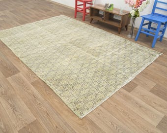 Alfombra vintage de 6x9, alfombra de 6x9, alfombra Oushak de 6x9, alfombra turca de 6x9, alfombra anatolia, alfombra de lana, alfombra para dormitorio de 6x9, alfombra para el hogar, alfombra marrón suave, vintage, S-3397