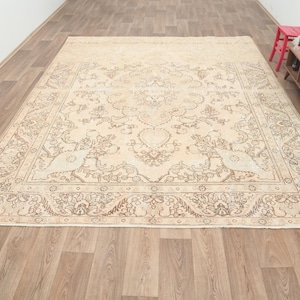 10x13 Vintage Rug,10x13 Oversize Rug,Handwoven Rug,Neutral Rug,Anatolian Rug,10x13 Area Rug,10x13 Turkish Rug,,Faded Area Rug,Oushak,P-448