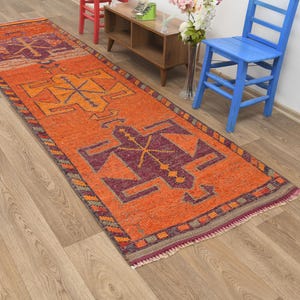 Oushak Runner Rug 3x11, Bohemian Turkish Rug, Vintage Anatolian Runner, Handwoven Boho Rug, Hallway Runner, Long Narrow Rug, B-4152