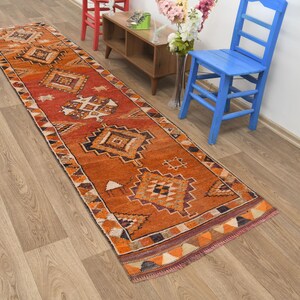 Extra Long Oushak Runner Rug 3x12, Bohemian Turkish Hallway Rug, Vintage Anatolian Runner, Handwoven Boho Decor, Narrow Corridor Rug, B-4151