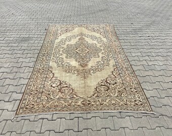 6x9 Area rug,6x9 Rug,6X9 Vintagee rug,6x9 Turkish carpet,Oushak carpet,Vintage turkish rug,Gift rug,Floral rug,Wool rug,Bohemian rug,S-618