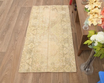2x4 Runner rug,2x4 Handmade rug,Oushak runner rug,Small rug,Handmade wool rug,Anatolian rug,Mini rug,Patchwork rug,Turkish runner rug,L-222
