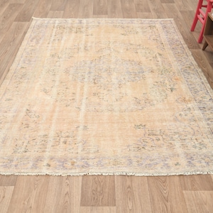 6x8 Area Rug,6x8 Handmade Rug,6x8 Oushak Rug,6x8 Turkish Rug,Soft Vintage Rug,Living Room Rug,Faded Area Rug,Vintage Area Rug,S-3128