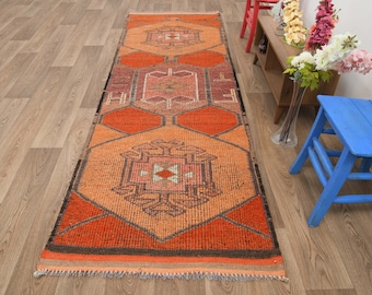 Runner rug,Turkish runner rug,Hallway rug,Entry rug,Kitchen rug,Vintage runner rug,Oushak runner rug,Home decor,Anatolian rug,Gift ,M-321