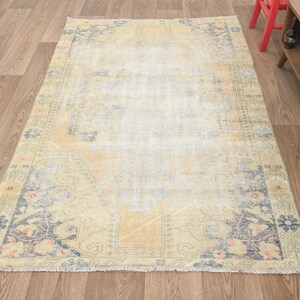 4x7 Turkish rug,4x7 Oushak rug,4x7 Area rug,Bedroom rug,Kids rug,Faded rug,Living room rug,Turkish vintage rug,Anatolian rug,Neutral,A-1326