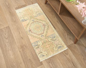 Turkish Small Rug, Oushak Small Rug, Vintage Small Rug, Home Decor Rug, Bathroom Rug, Door Mat Rug, Neutral Rug, Anatolian Rug, O-1573