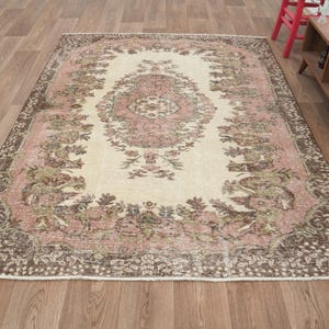 Tappeto vintage turco, tappeto Oushak, tappeto fatto a mano, tappeto anatolico, tappeto da soggiorno, tappeto da camera da letto, tappeto per bambini, tappeto turco, tappeto Oushak, turco, S-734
