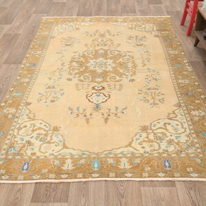 5x9 Vintage rug,Bedroom rug,5x9 Turkish rug,Kıds rug,5x9 Oushak rug,Vintage wool rug,5x9 Area rug,Vintage area rug,Neutral rug,A-855
