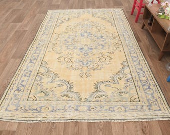 5x8 Vintage Rug, 5x8 Turkish Rug, 5x8 Oushak Rug, 5x8 Wool Rug, 5x8 Anatolian Rug, 5x8 Handmade Rug, Neutral Wool Rug, Bedroom Rug, S-2538