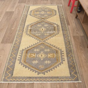 3x7 Turkish Rug,3x7 Vintage Rug,3x7 Oushak Rug,3x7 Runner Rug,Hallway Rug,Entryway Rug,Kitchen Rug,Anatolian Rug,Handmade Rug,B-3018