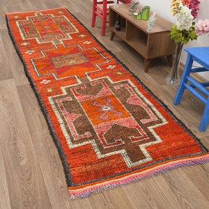 3x11 Turkish rug,3x11 Hallway rug,3x11 Oushak rug,Kitchen rug,Neutral rug,Anatolian rug,Vintage runner rug,Turkish runner rug,Oushak,M-406
