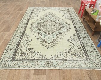 Alfombra de 6x10, alfombra Oushak de 6x10, alfombra turca de 6x10, alfombra vintage de 6x10, alfombra para dormitorio, alfombra turca vintage, alfombra Oushak para sala de estar, S-3321