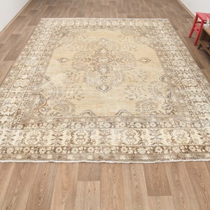 10x13 Rug,10x13 Turkish rug,10x13 Oushak rug,Bedroom rug,Oversize rug,Neutral rug,Anatolian rug,Vintage turkish rug,Oushak vintage,P-415