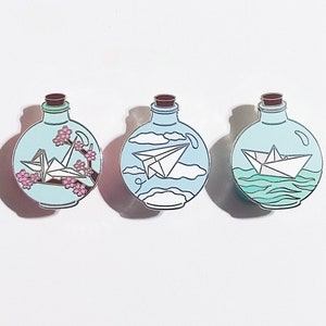 Bottled Origami Enamel Pin