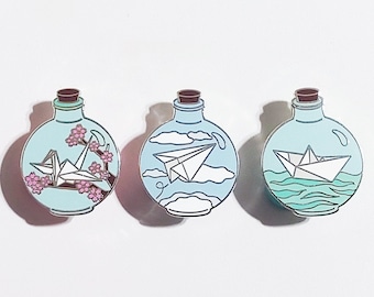 Bottled Origami Enamel Pin