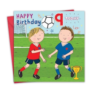 Tarjeta de 9.º cumpleaños para niños - Fútbol - Edad 9 Tarjeta de feliz cumpleaños para niños - Tarjeta de cumpleaños para niños de 9 años Tarjeta de cumpleaños para niños de 9 años