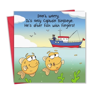 Biglietto divertente con bastoncini di pesce - Biglietto vuoto divertente per ogni occasione - Biglietto di compleanno divertente per uomini o donne - Biglietto di buon compleanno per lei o per lui