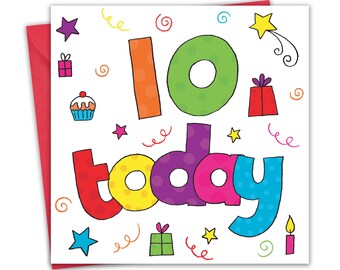 10th Birthday Card for Boy or Girl - Tenth Birthday Card Girl or Boy - Boys Birthday Card - Girls Birthday Card - Kids Age 10 Birthday Card