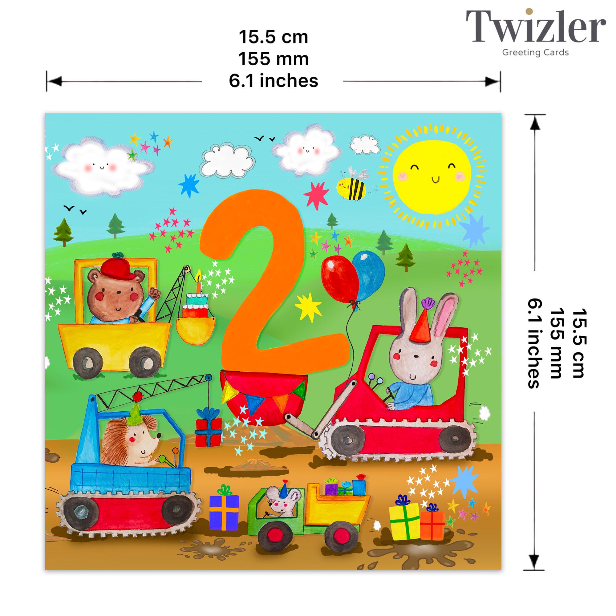 Twizler Dinosaurier Geburtstagskarte Für Jungen - 15,5x15,5 Cm, Mit Umschlag, Für Sohn, Enkel, Bruder