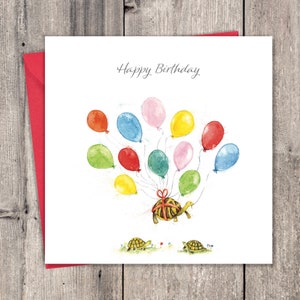 Cartão de aniversário Flying Tortoise - Cartão de feliz aniversário para homens ou mulheres - Cartão de aniversário para ele ou ela
