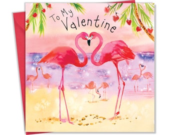 Carte de Saint-Valentin Flamingo – Carte de Saint-Valentin – Cadeau de Saint-Valentin – Carte de Saint-Valentin pour elle – Carte de Saint-Valentin pour lui - Carte de Saint-Valentin Femme