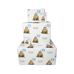 Alles Gute zum Geburtstag Geschenkpapier für Männer - Handsome Walross - 2, 4 oder 6 Blätter mit Anhängern - 70 cm x 50 cm gefaltete Blätter - Lustige Geschenkverpackung für Ihn