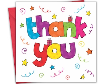 Tarjeta de agradecimiento - Tarjeta de agradecimiento colorida - Tarjeta de agradecimiento - Tarjeta de felicitación de agradecimiento - Tarjeta de agradecimiento para niños