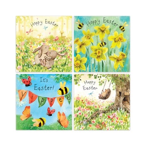Lot de 6 cartes de Pâques - 6 modèles différents - Lot de 6 cartes Joyeuses Pâques - Joli lot de 6 cartes de Pâques