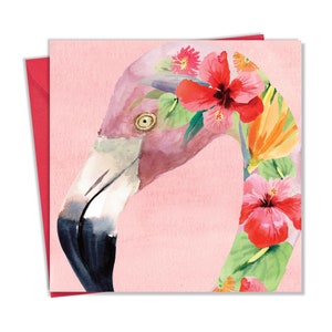 Tarjeta de felicitación con flamencos (en blanco por dentro para cualquier ocasión) Tarjeta de cumpleaños con motivos de animales para hombres o mujeres Arte de la naturaleza y la vida salvaje