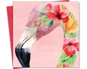 Flamingo Greeting Card - Blank Inside for Any Occasion - Animal Birthday Card for Men or Women - Nature Wildlife Art