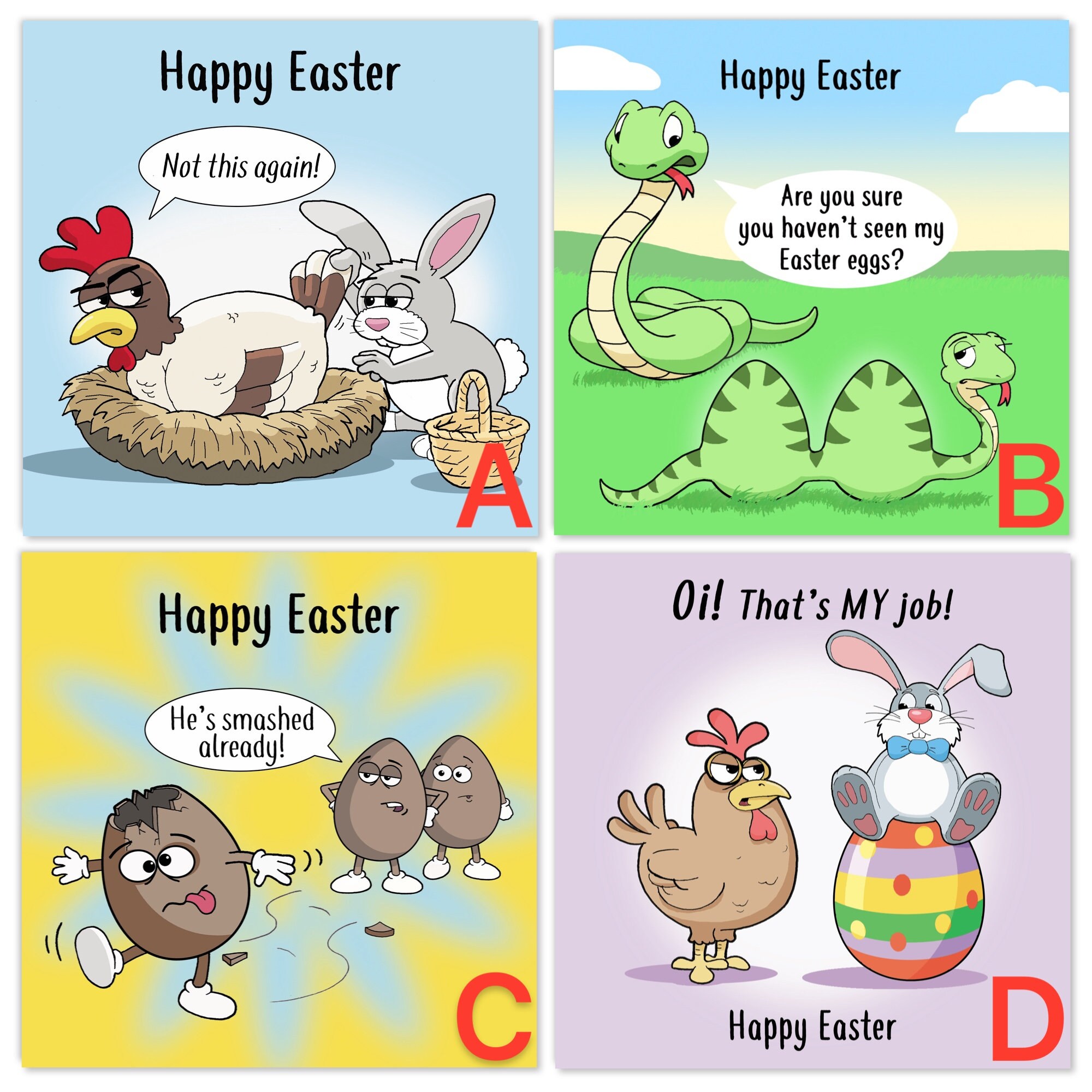 Funny Easter Cards Pack of 6 6 Designs to Choose From Etsy