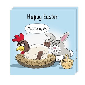 Paquete de 3 tarjetas de Pascua divertidas - Diseño de gallina y conejito - Paquete múltiple de tarjetas de Pascua humorísticas - Paquete de 3 tarjetas de Pascua - Tarjetas de Pascua felices