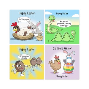 Pacote de 6 cartões de Páscoa engraçados - 6 designs engraçados diferentes - Pacote múltiplo de cartões de feliz Páscoa - Humor 6 pacotes de cartões de Páscoa
