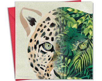 Leopard Greeting Card - Blank Inside for Any Occasion - Animal Birthday Card for Men or Women - Nature Wildlife Art