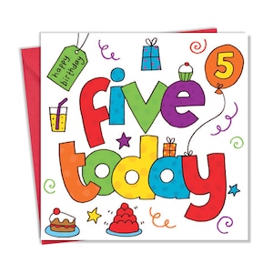 Carte de 5e anniversaire pour garçon ou fille - carte de cinquième anniversaire fille ou garçon - carte d'anniversaire pour garçons - carte d'anniversaire pour filles - carte d'anniversaire pour enfants de 5 ans