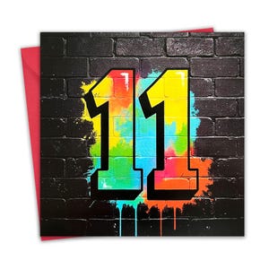 11th Birthday Card for Boys - Graffiti Design - Age 11 Year Old Childrens Happy Birthday Card - Son Brother Tween