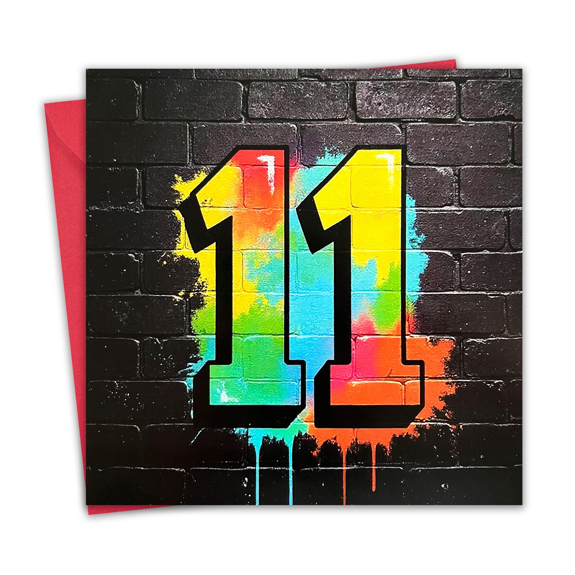 Stuff4 Biglietto di auguri per l'undicesimo compleanno del figlio, 145 mm x 145 mm, 11 anni, undici biglietti di auguri per figlio
