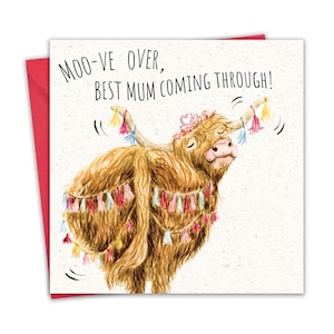 Lustig Muttertag Karte - Scottish Highland Kuh - Humor Happy Mothering Sonntag Karte für Mama Mummy - Scotland