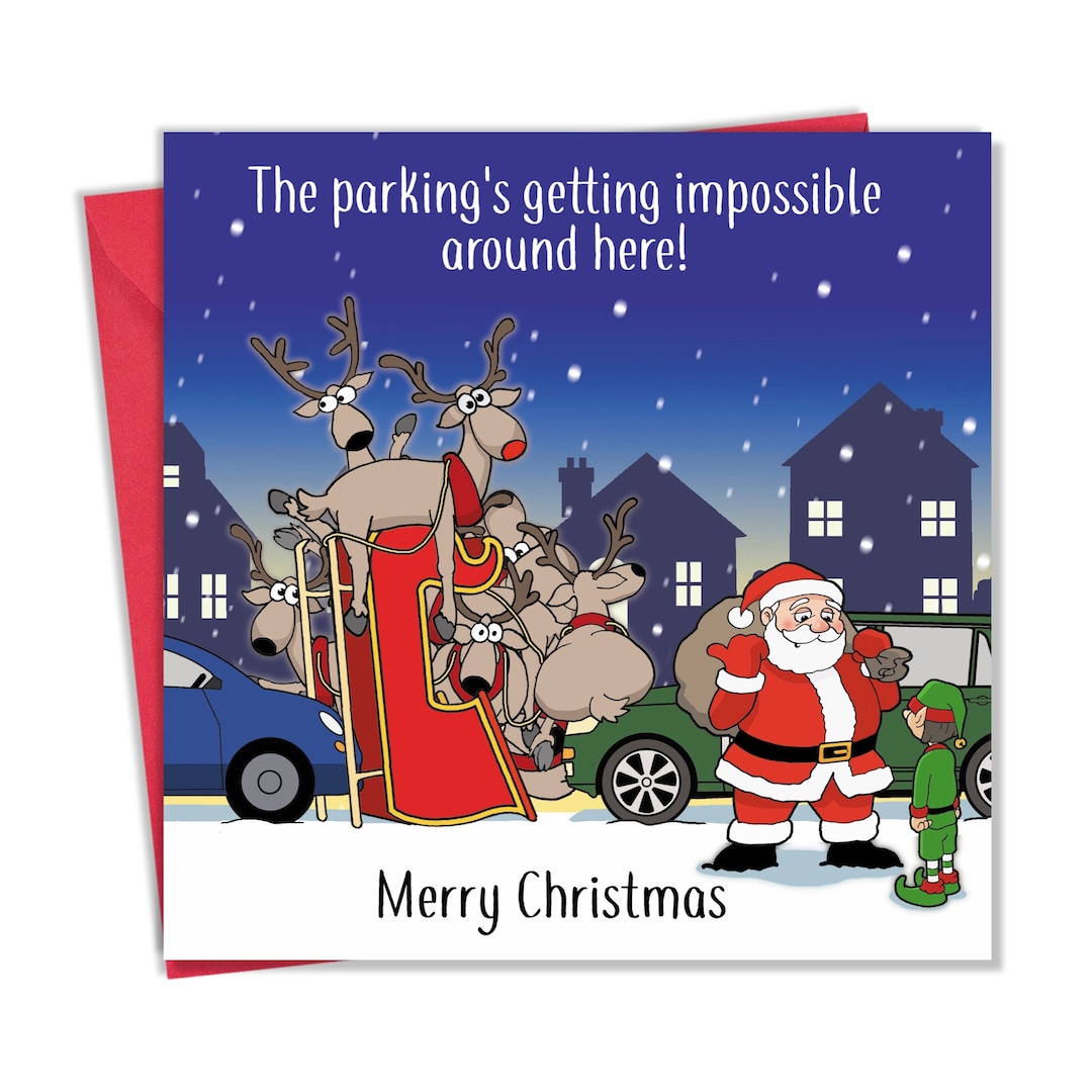 Funny Christmas Card Impossible Parking - Merry Christmas Card