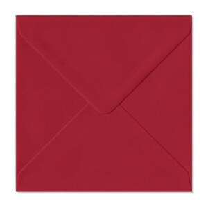 May include: A burgundy envelope with a pointed flap.