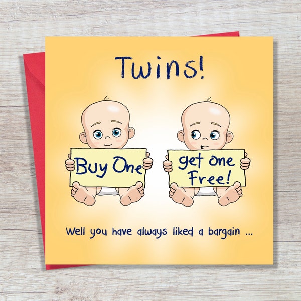 New Baby Twins Card – Funny New Twin Baby Card Unisex – Funny New Twin Baby Boys Card – New Twin Baby Girls Card – Twin Baby Shower Card