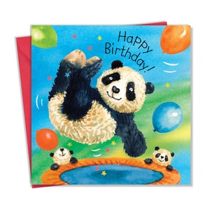 Cartão de aniversário infantil para menino ou menina Panda - Cartão de feliz aniversário infantil - Animais de aniversário infantil